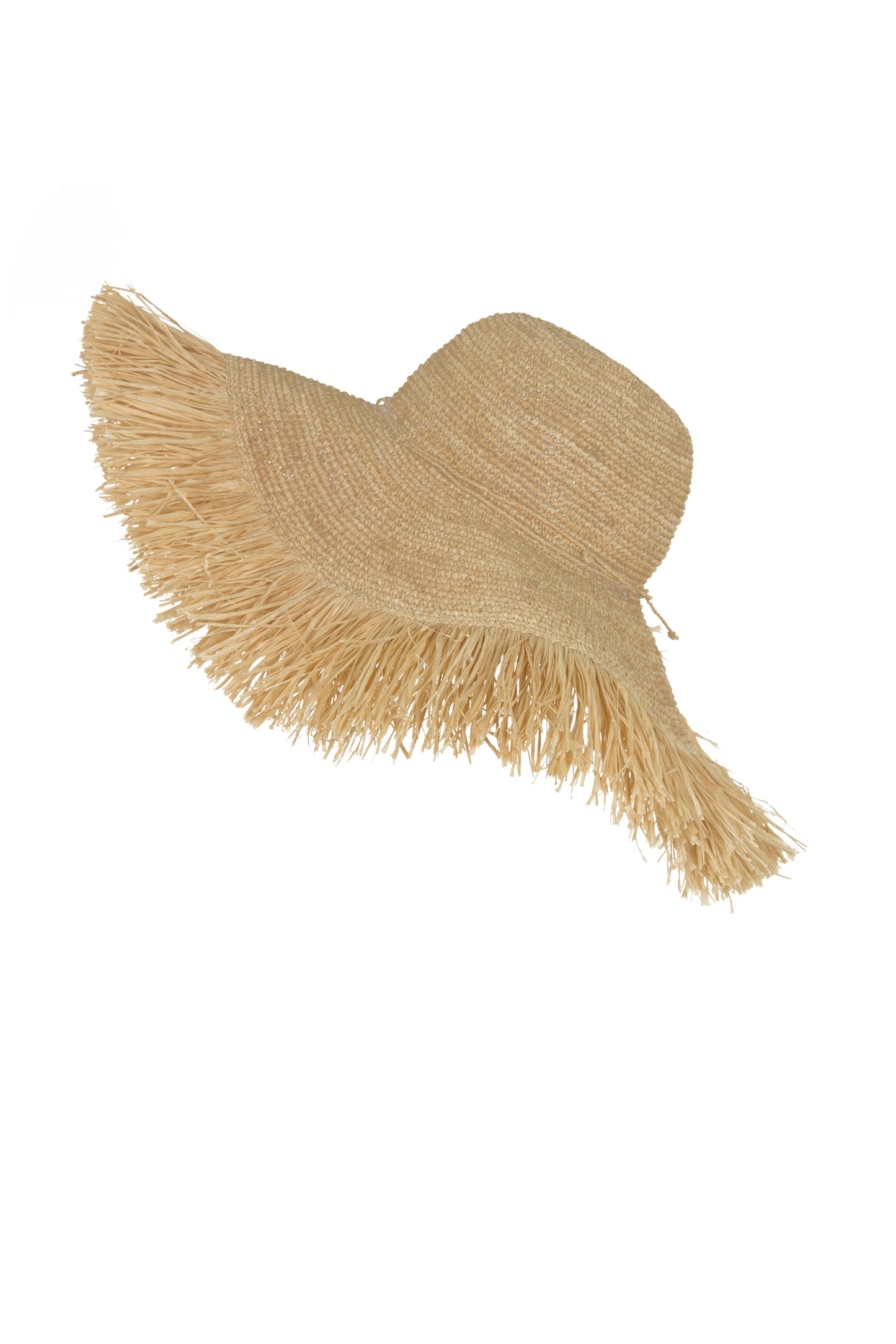 Coconut Hat Floppy Wide Fringe Natural