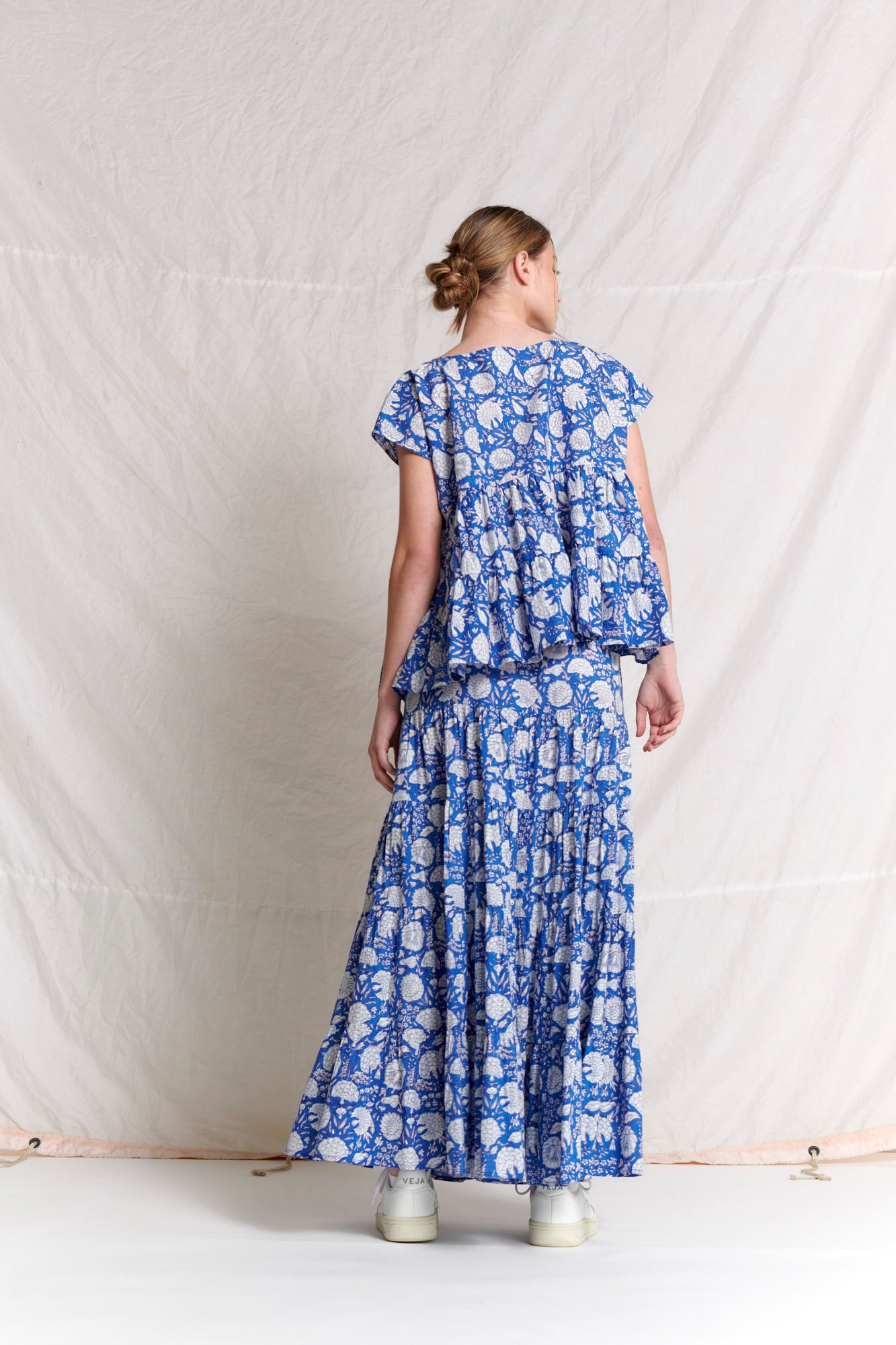 Tiered Skirt Blue White