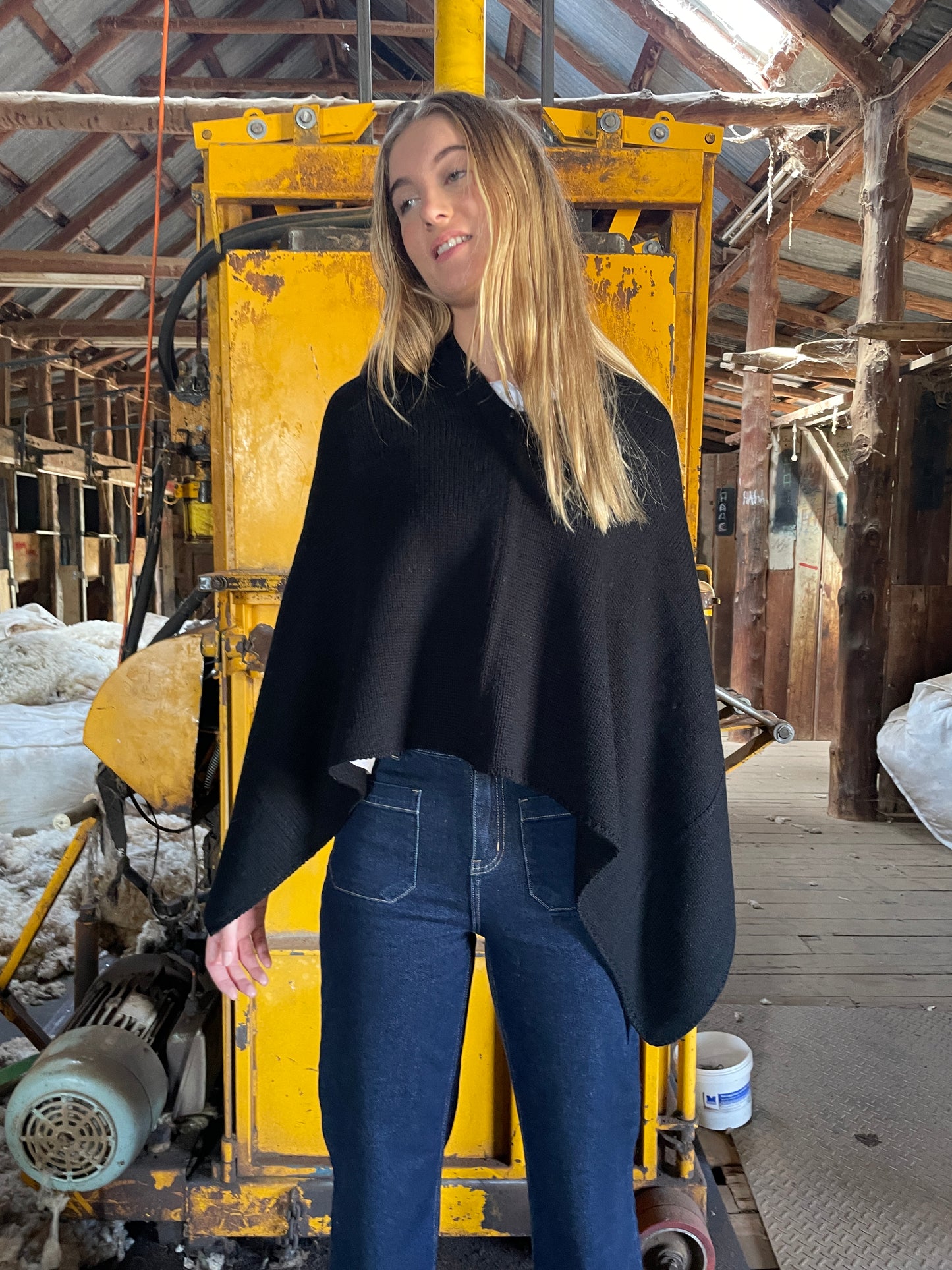 Angled Wool Cape Black