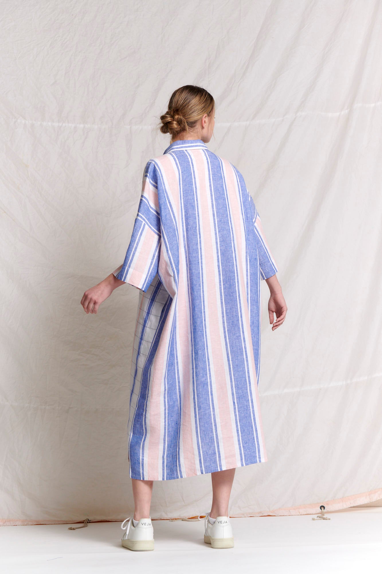 Saloni Shirt Dress Stripe/Plaid Blue Petal