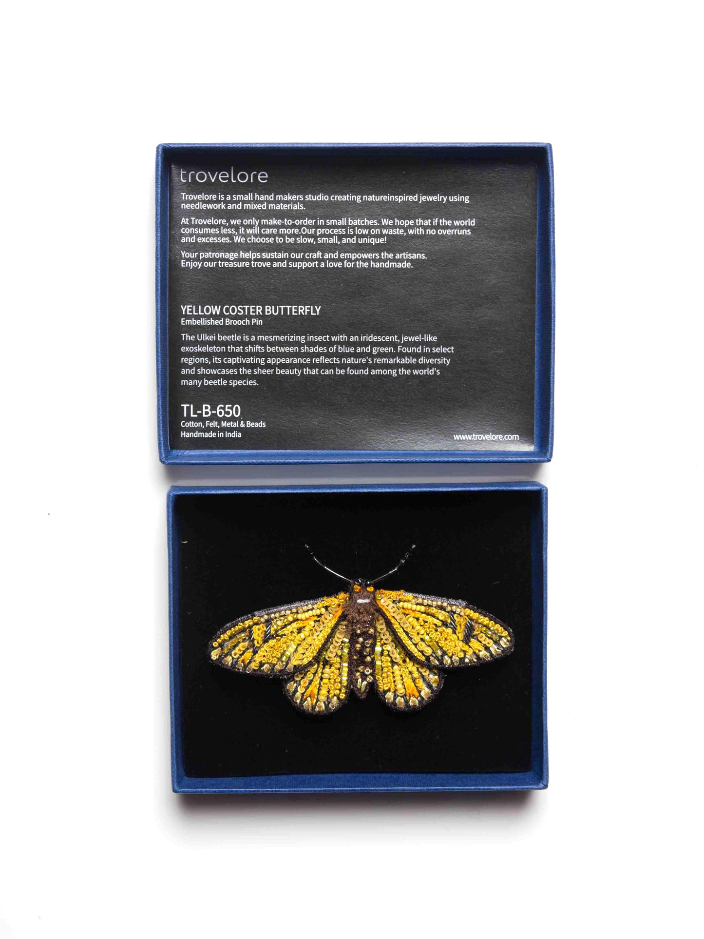 Yellow Coster Butterfly Brooch Yellow