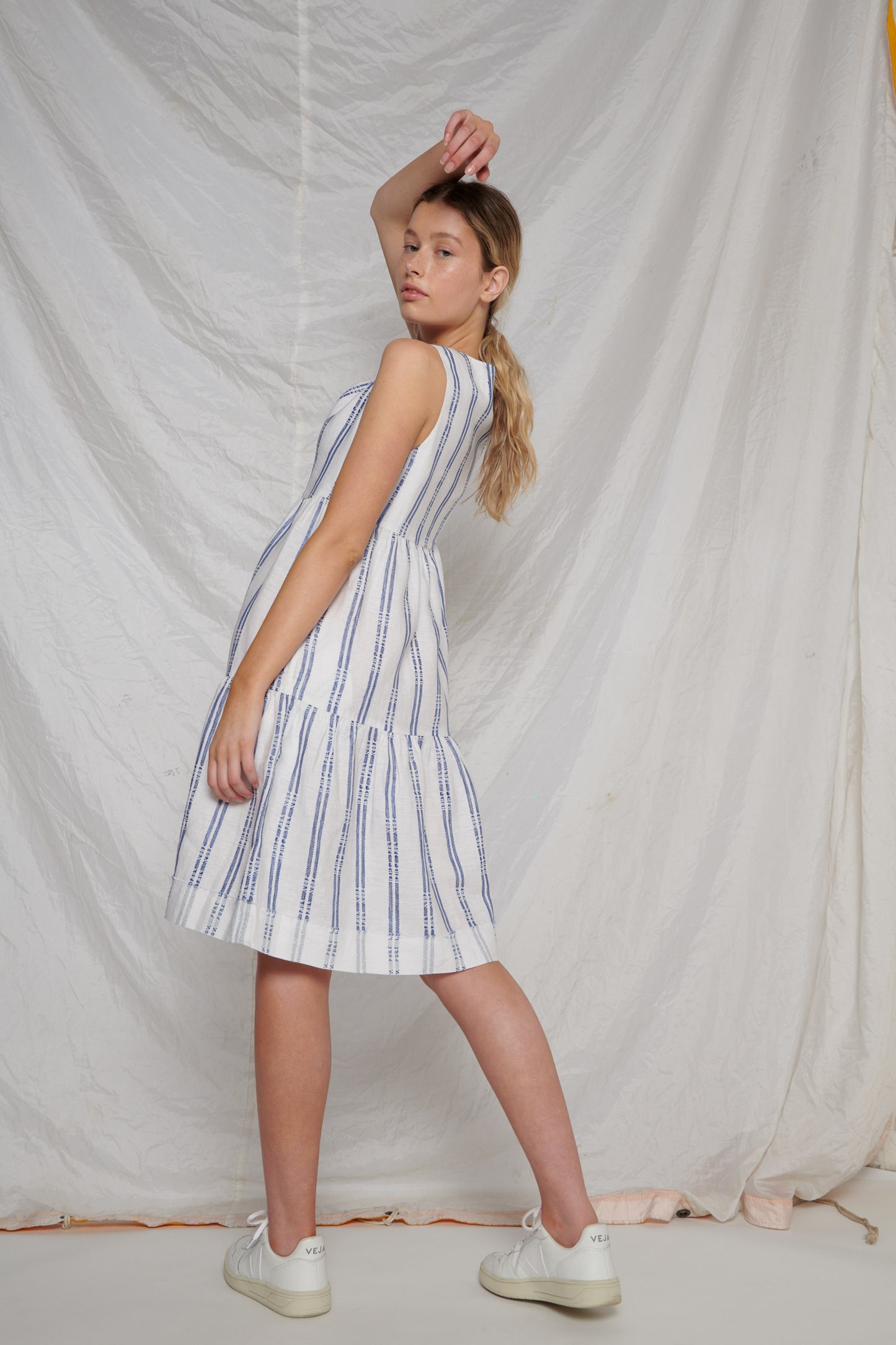 Wiley's Dress Stripe White Blue